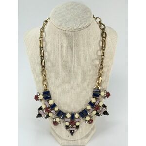 J.Crew Statement Necklace Crystal Bib Chunky Chain Womens Jewelry Fashion